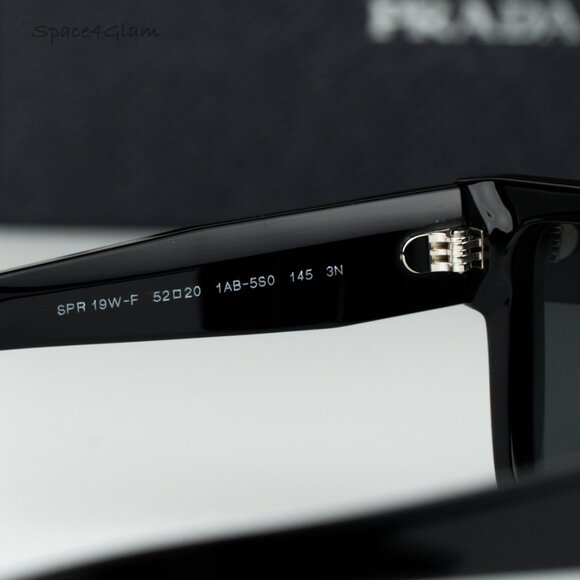 Prada Women Sunglasses Black Grey Rectangle PR19WSF 1AB5S0 NEW AUTHENTIC - Picture 6 of 8